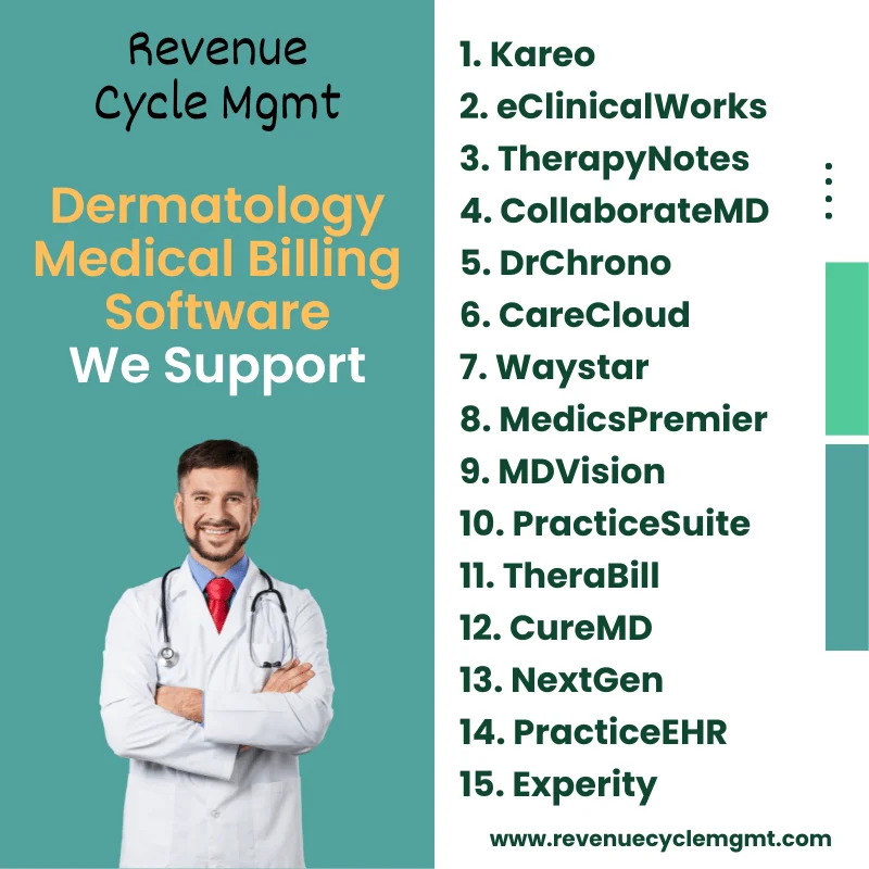 Dermatology EHR/EMR Billing Software We Support