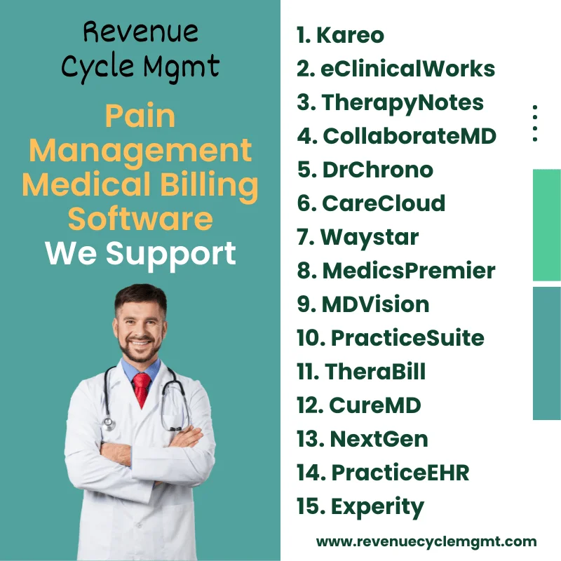 Pain management EHR/EMR Billing Software We Support