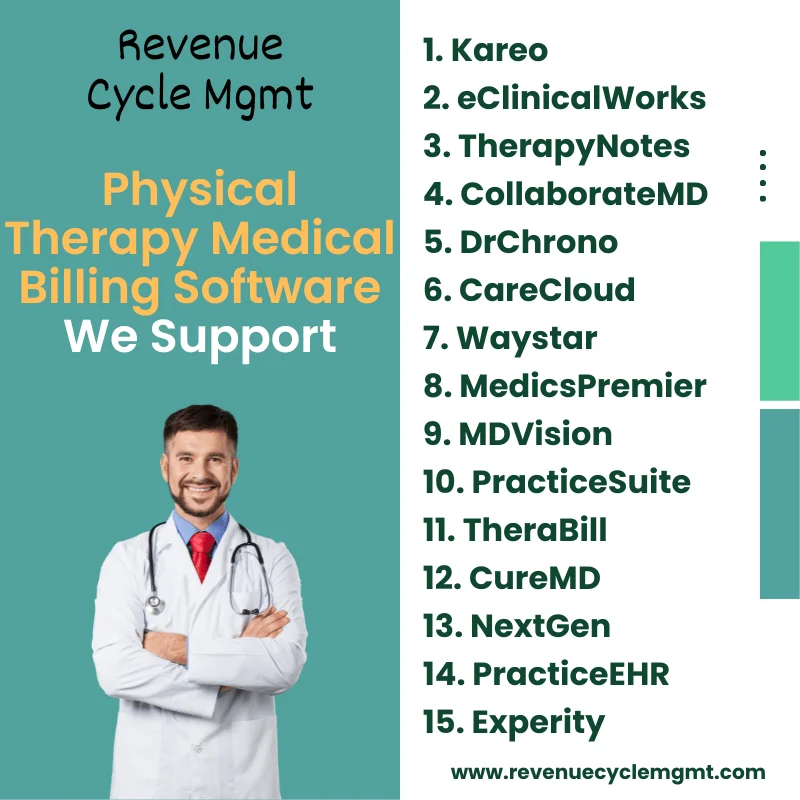 Physical therapy EHR/EMR Billing Software We Support